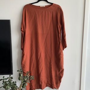 Black Crane Linen Sack Dress